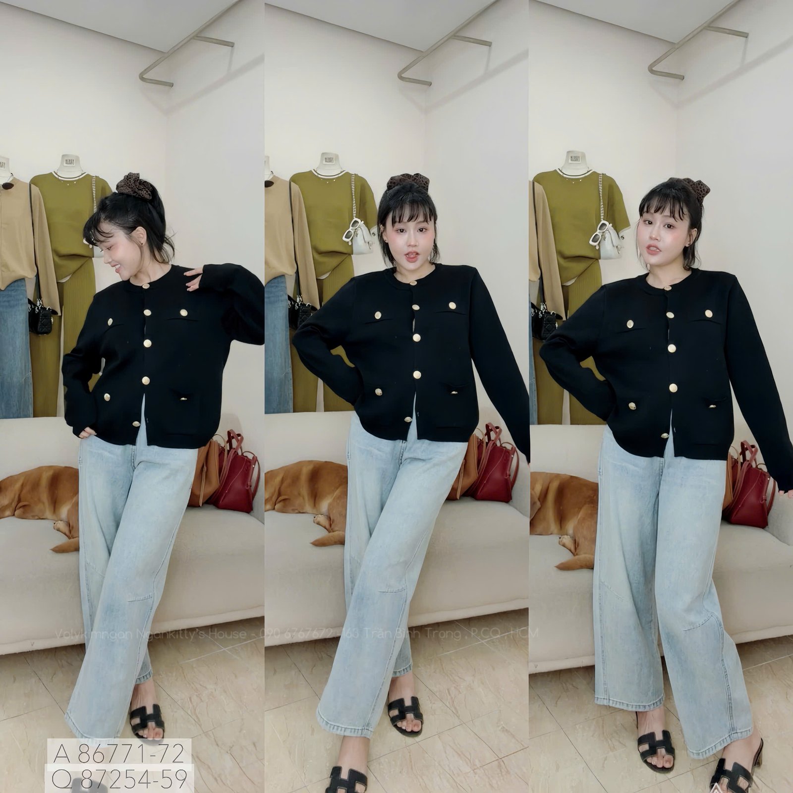 ÁO LEN CARDI TD MONTEGI NÚT VÀNG