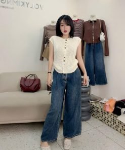 QUẦN JEAN SUÔNG TRƠN XẾP LI