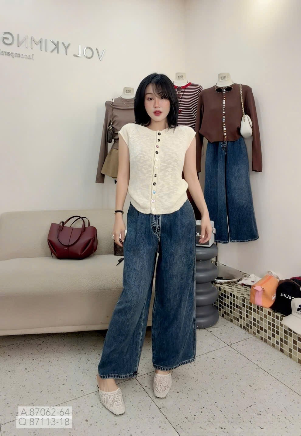 QUẦN JEAN SUÔNG TRƠN XẾP LI