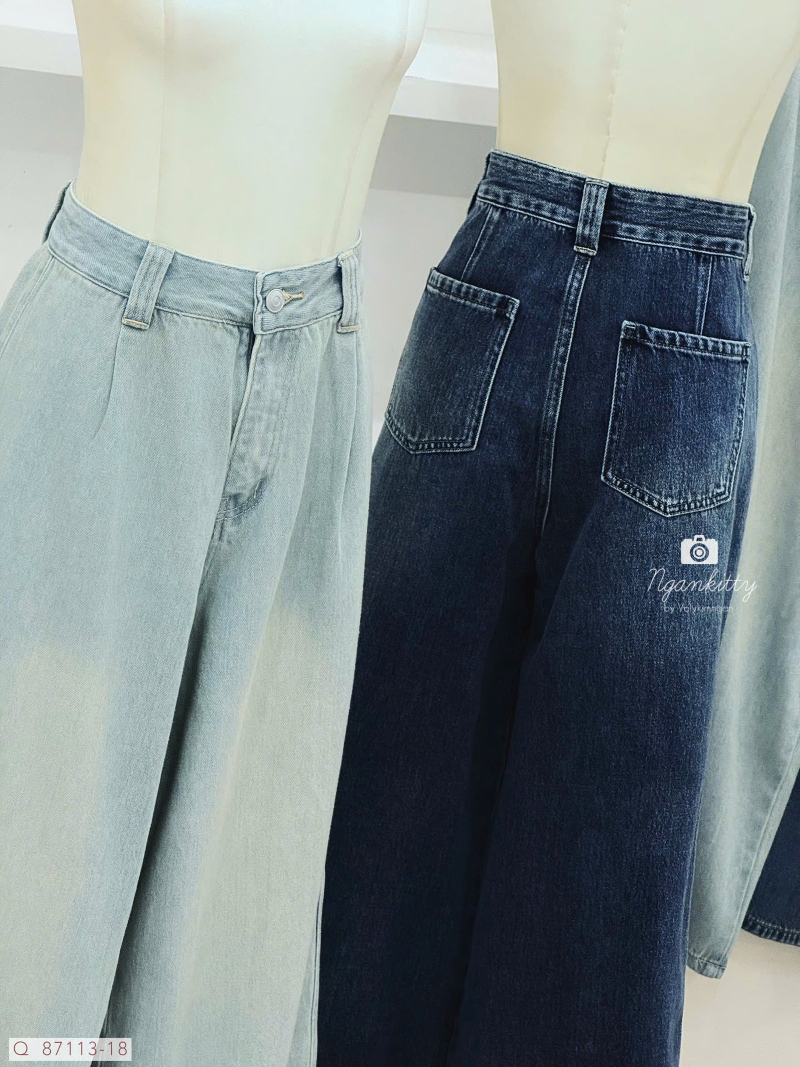 QUẦN JEAN SUÔNG TRƠN XẾP LI - Ảnh 9