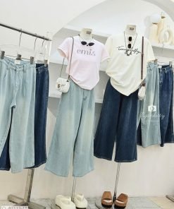 Alternative view of QUẦN JEAN SUÔNG TRƠN XẾP LI