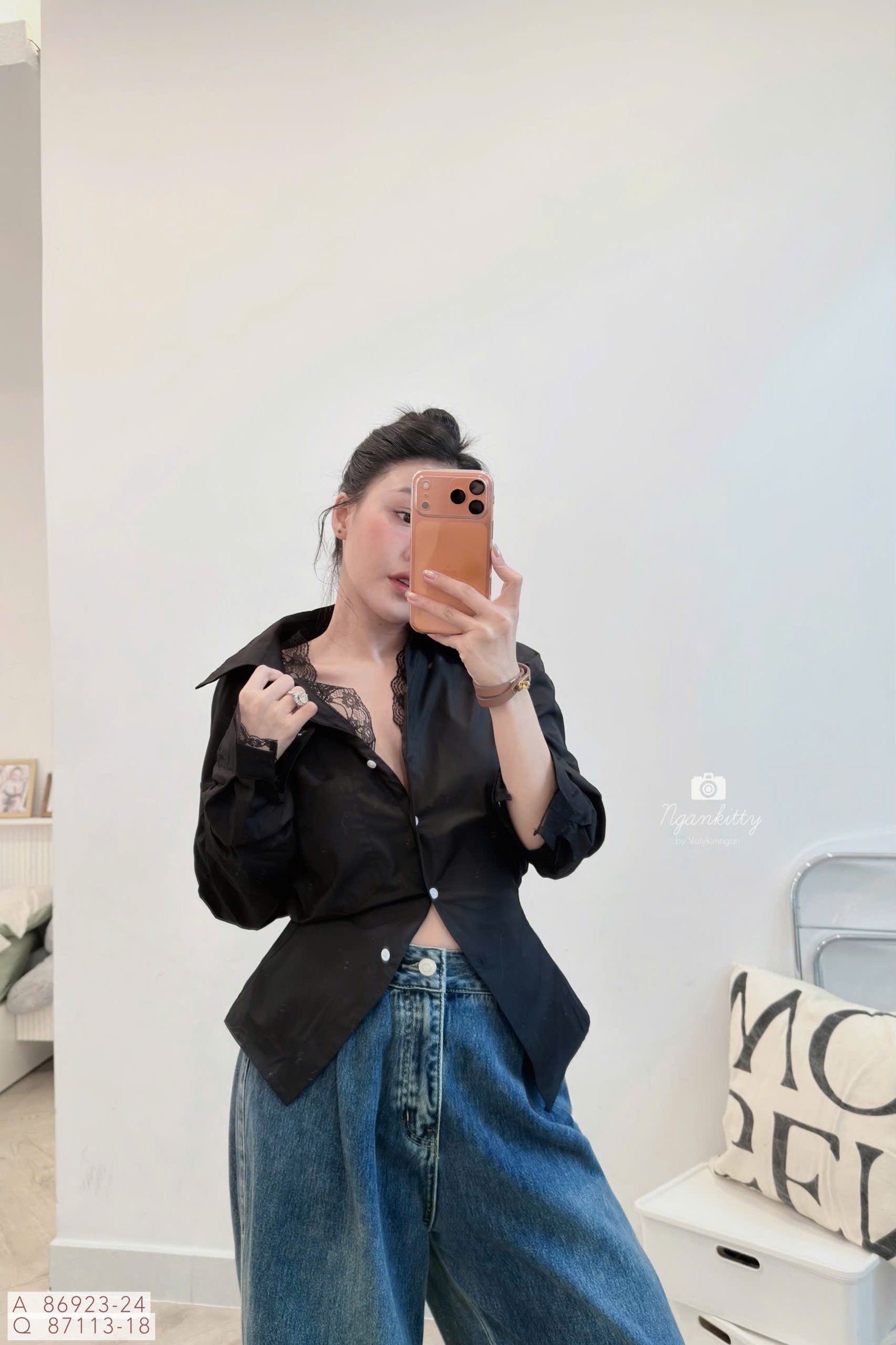 ÁO SƠMI TD REN BO NHÚNG EO