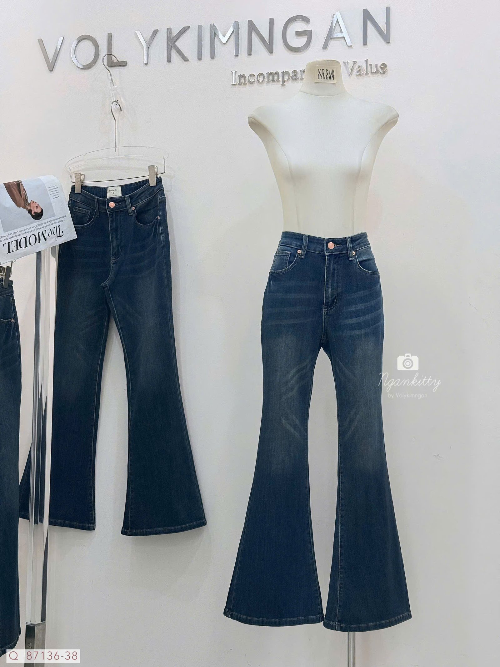 QUẦN JEAN BASS ỐNG LOE WASH XƯỚC - Hình ảnh 3