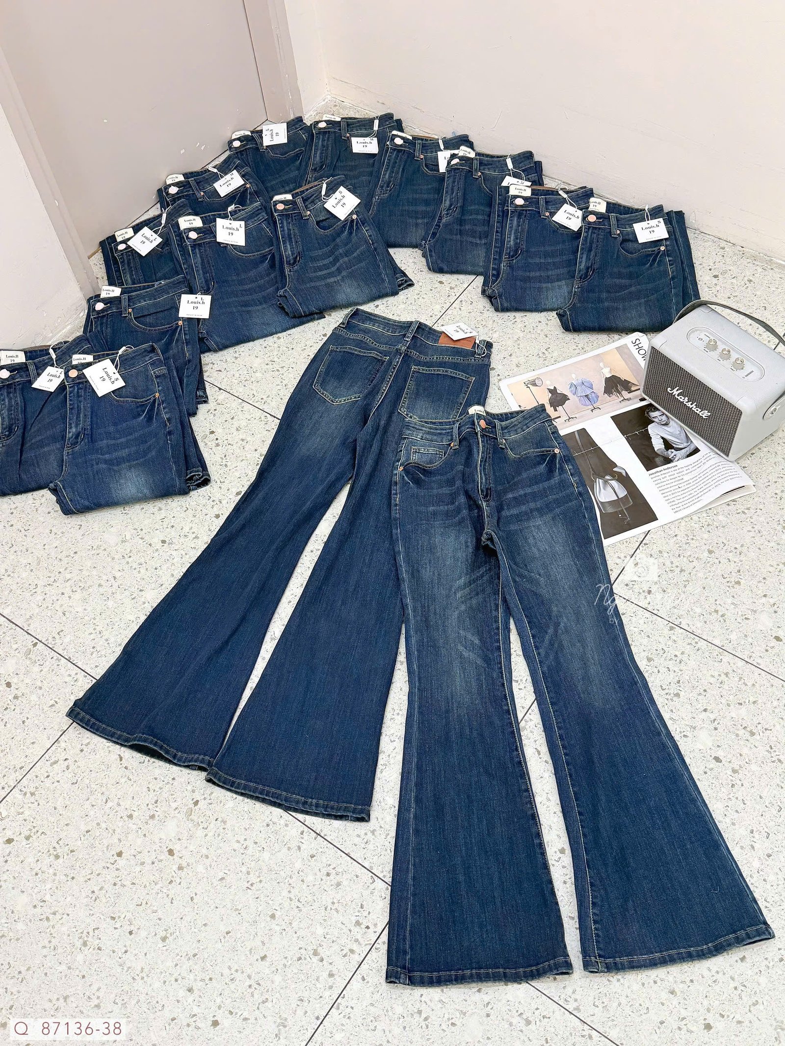 QUẦN JEAN BASS ỐNG LOE WASH XƯỚC - Hình ảnh 10