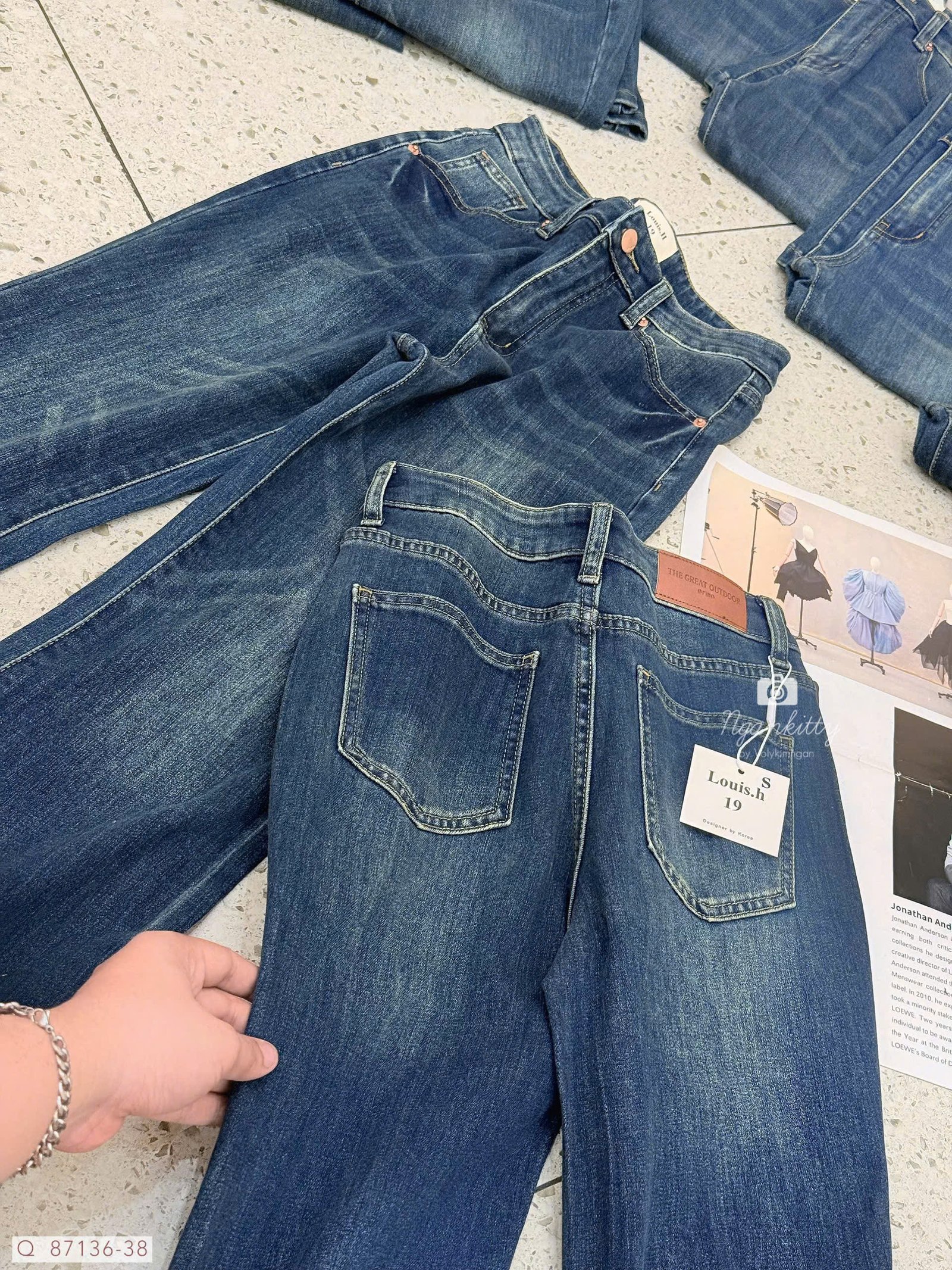 QUẦN JEAN BASS ỐNG LOE WASH XƯỚC - Hình ảnh 5