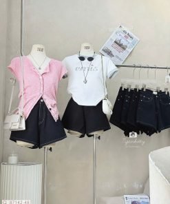 QUẦN SHORT JEAN NGỐ ĐEN MÚI TIÊU