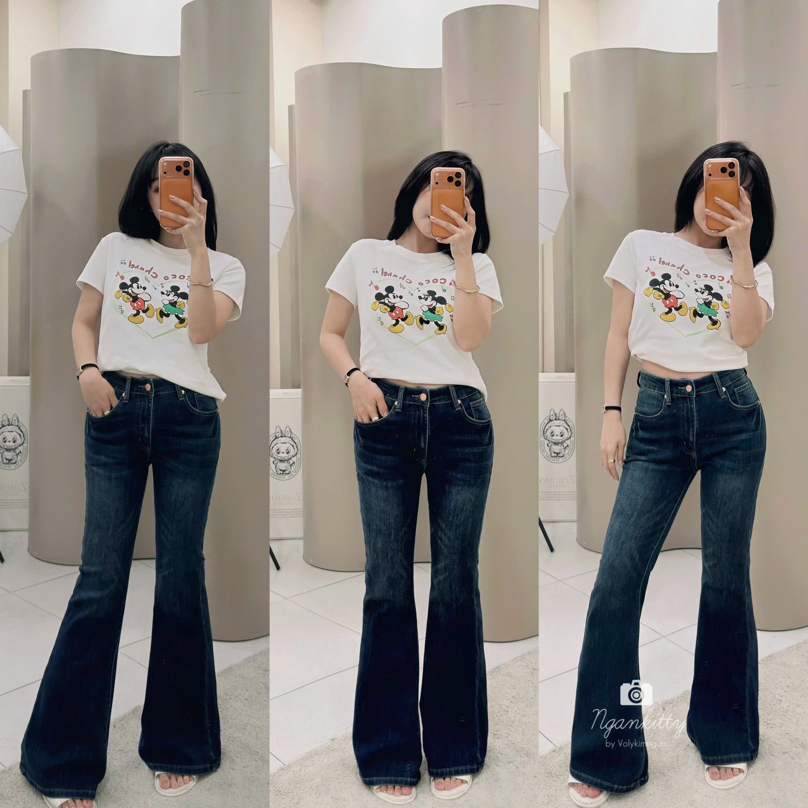 QUẦN JEAN BASS ỐNG LOE WASH XƯỚC