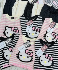 SET SỌC HELLOKITTY ÉP XÙ QUẦN POM