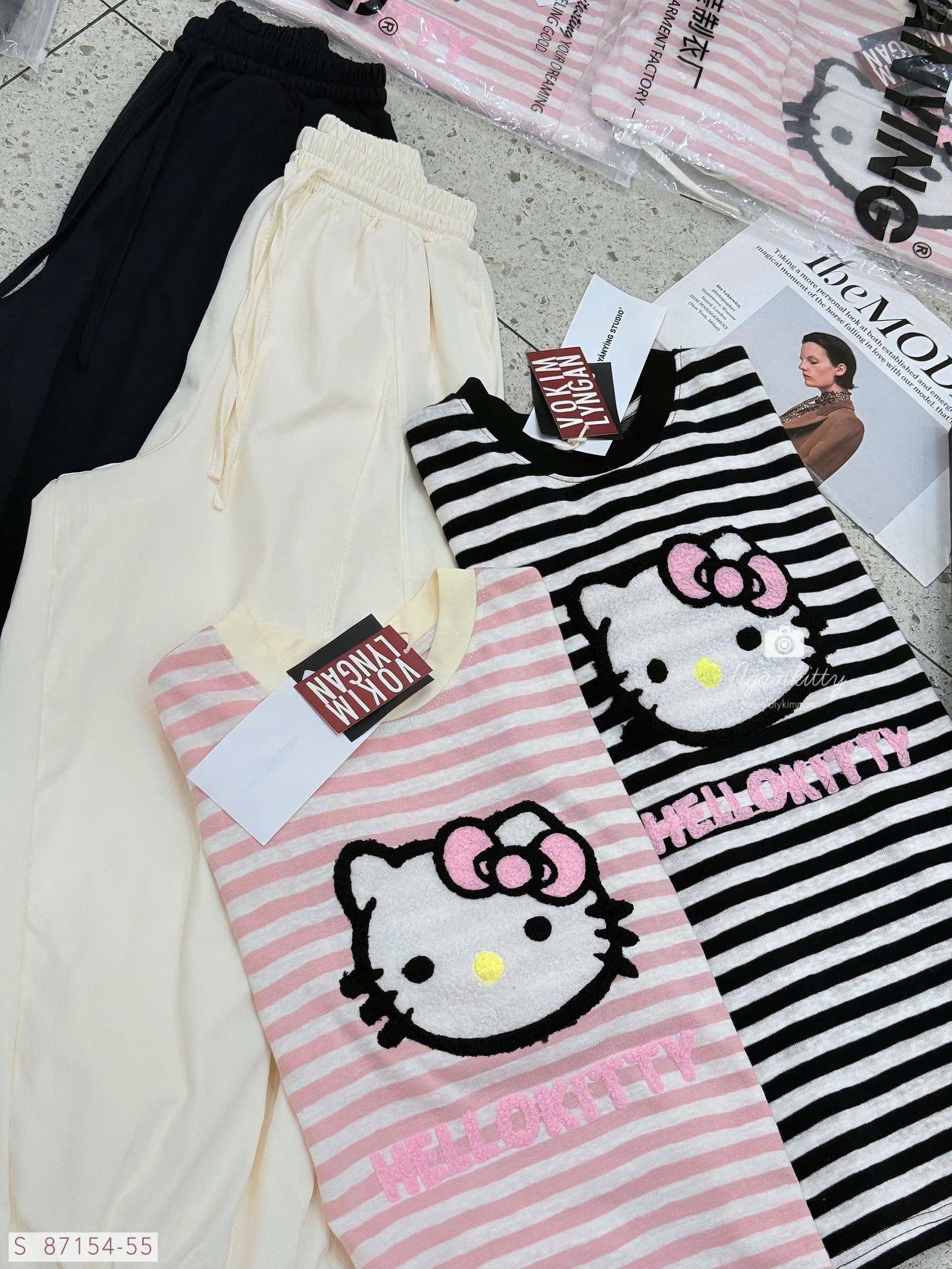 SET SỌC HELLOKITTY ÉP XÙ QUẦN POM - Hình ảnh 3