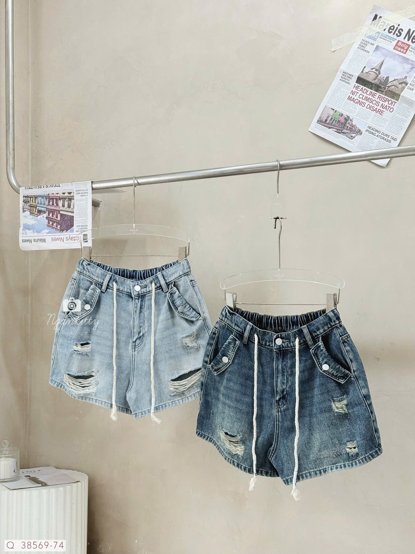 QUẦN SHORT RÁCH TÚI GẶP CHUN DÂY