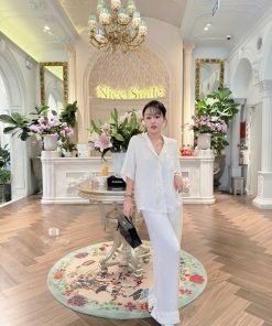 SET LỤA HỌA TIẾT CỔ VEST