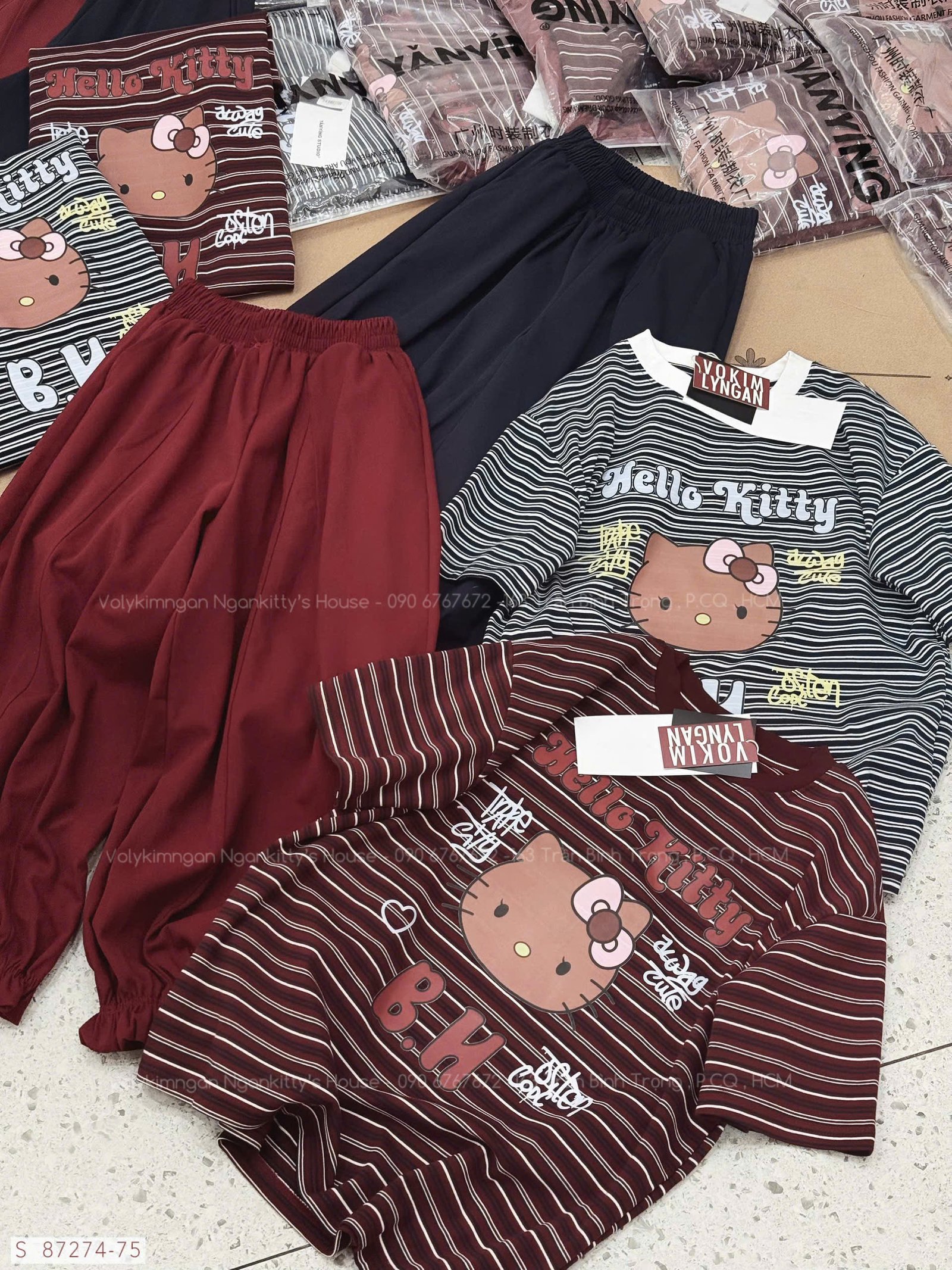 SET HELLOKITTY SỌC QUẦN POM - Hình ảnh 3