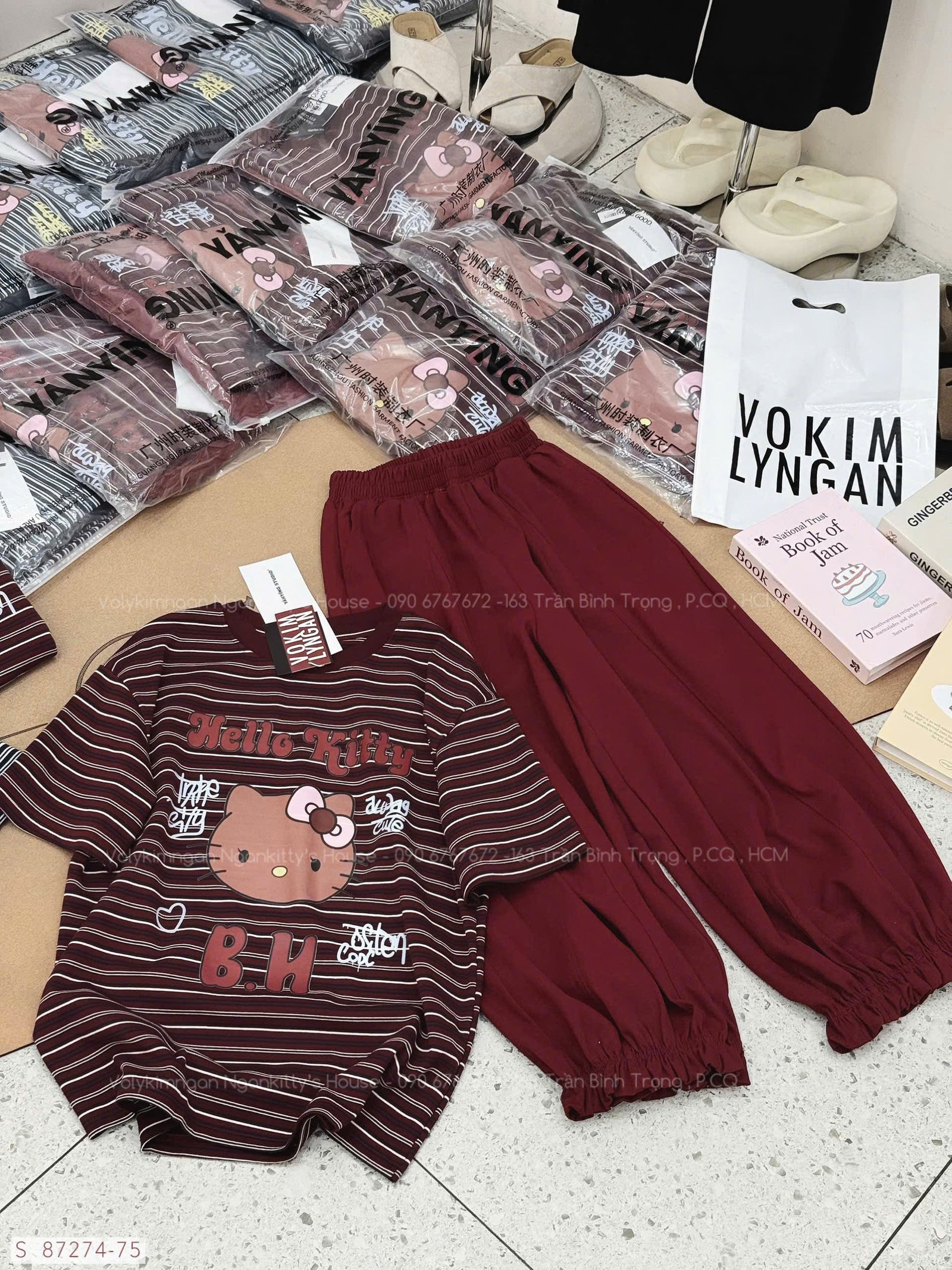 SET HELLOKITTY SỌC QUẦN POM - Hình ảnh 2