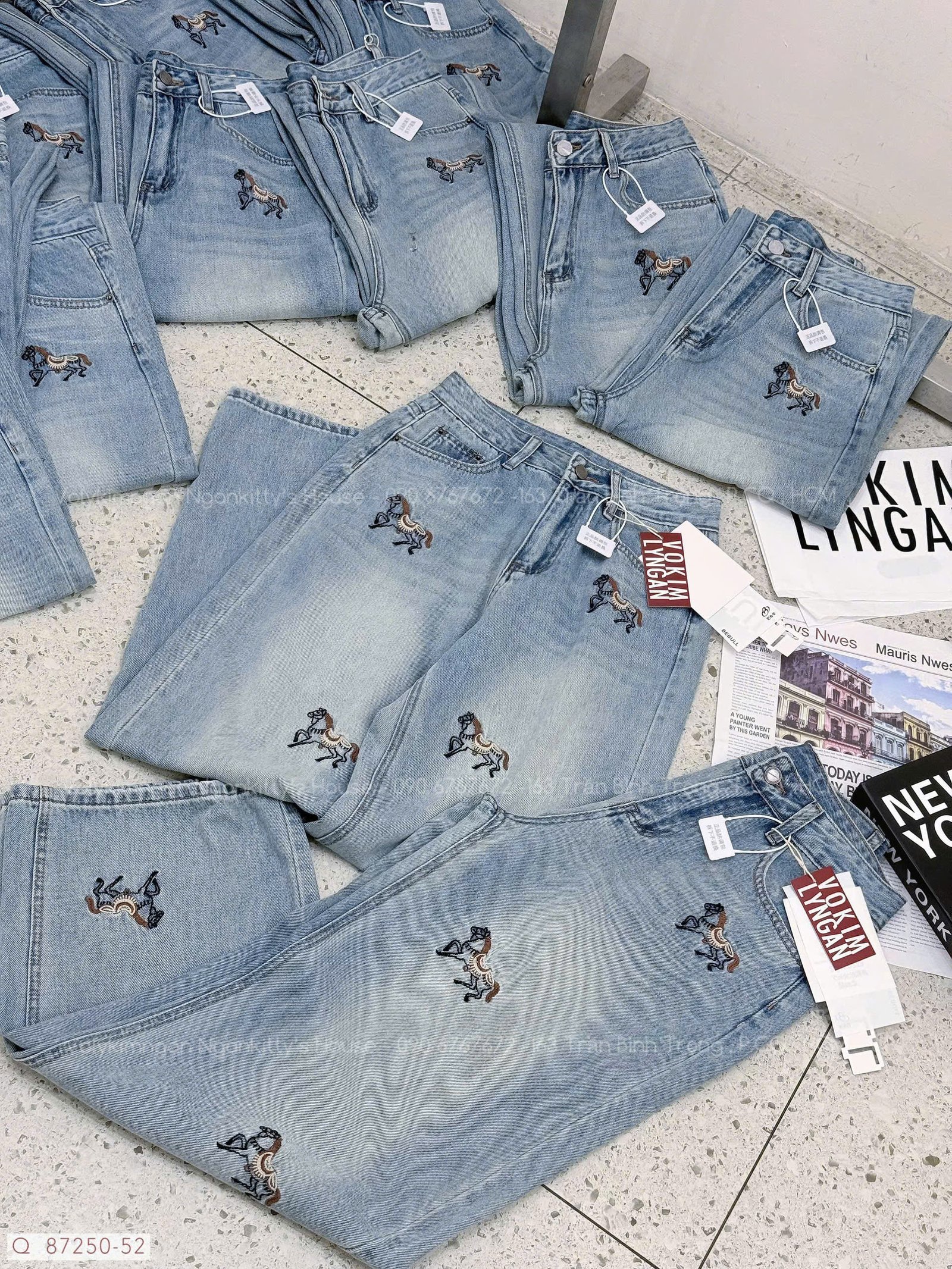 QUẦN JEAN SUÔNG NGỰA THÊU - Hình ảnh 3