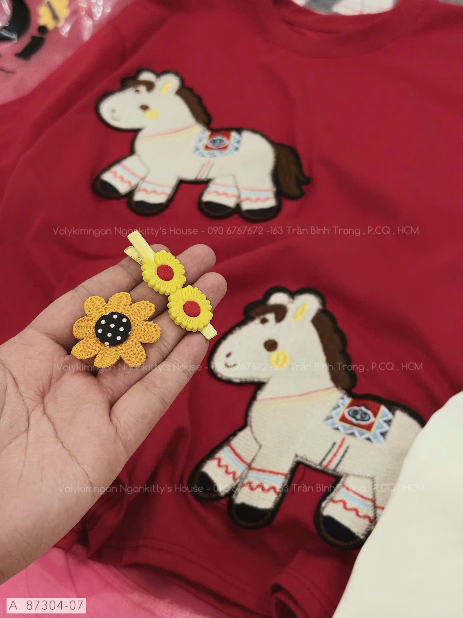 ÁO 2 NGỰA THÊU NỔI + KẸP TÓC - Hình ảnh 6