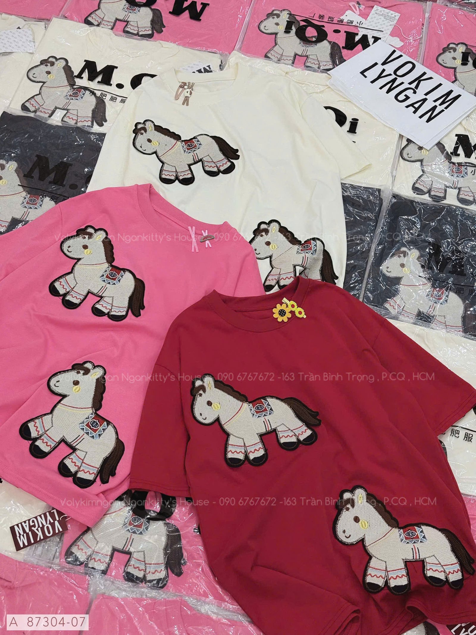 ÁO 2 NGỰA THÊU NỔI + KẸP TÓC