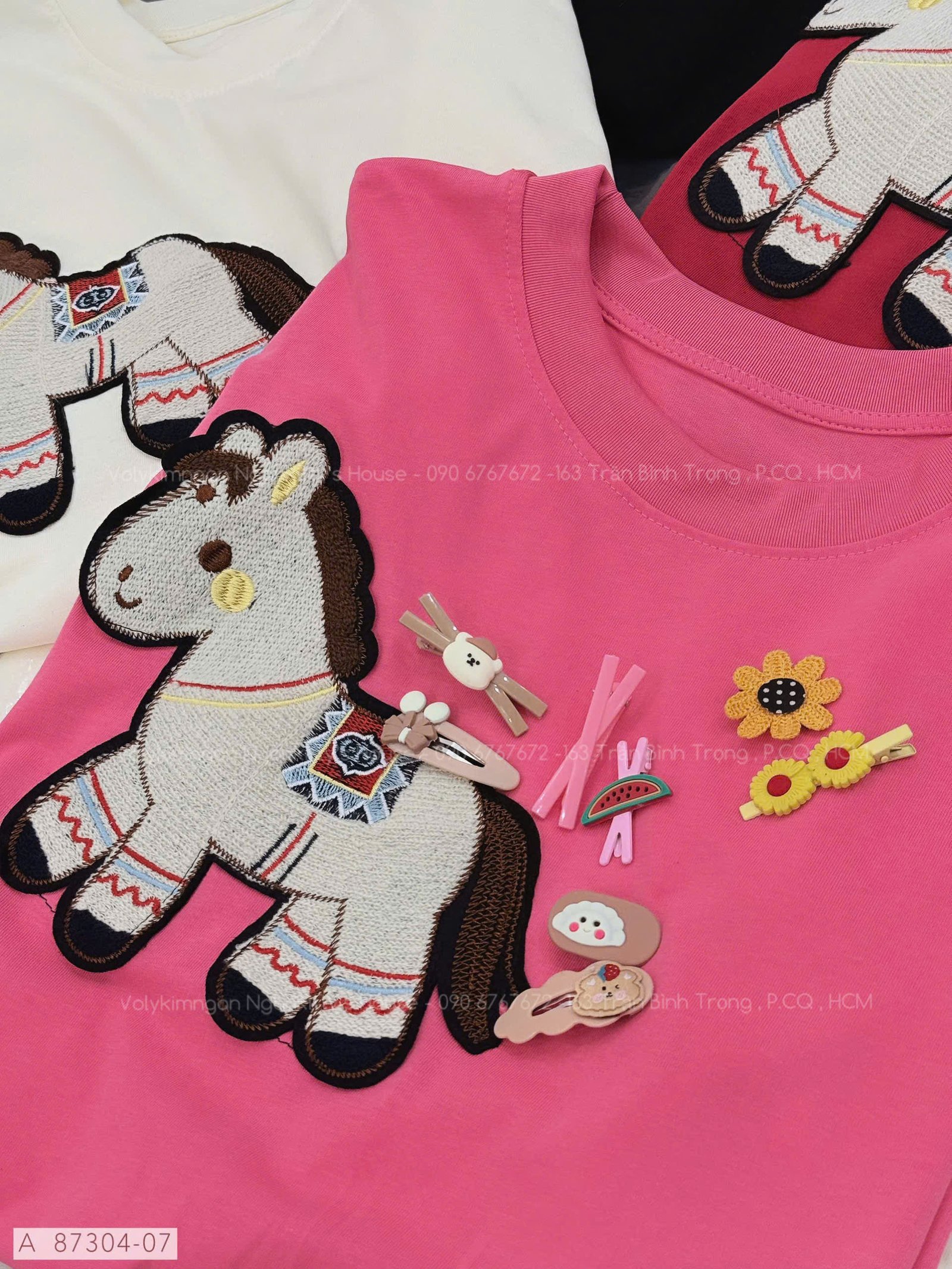 ÁO 2 NGỰA THÊU NỔI + KẸP TÓC - Hình ảnh 5