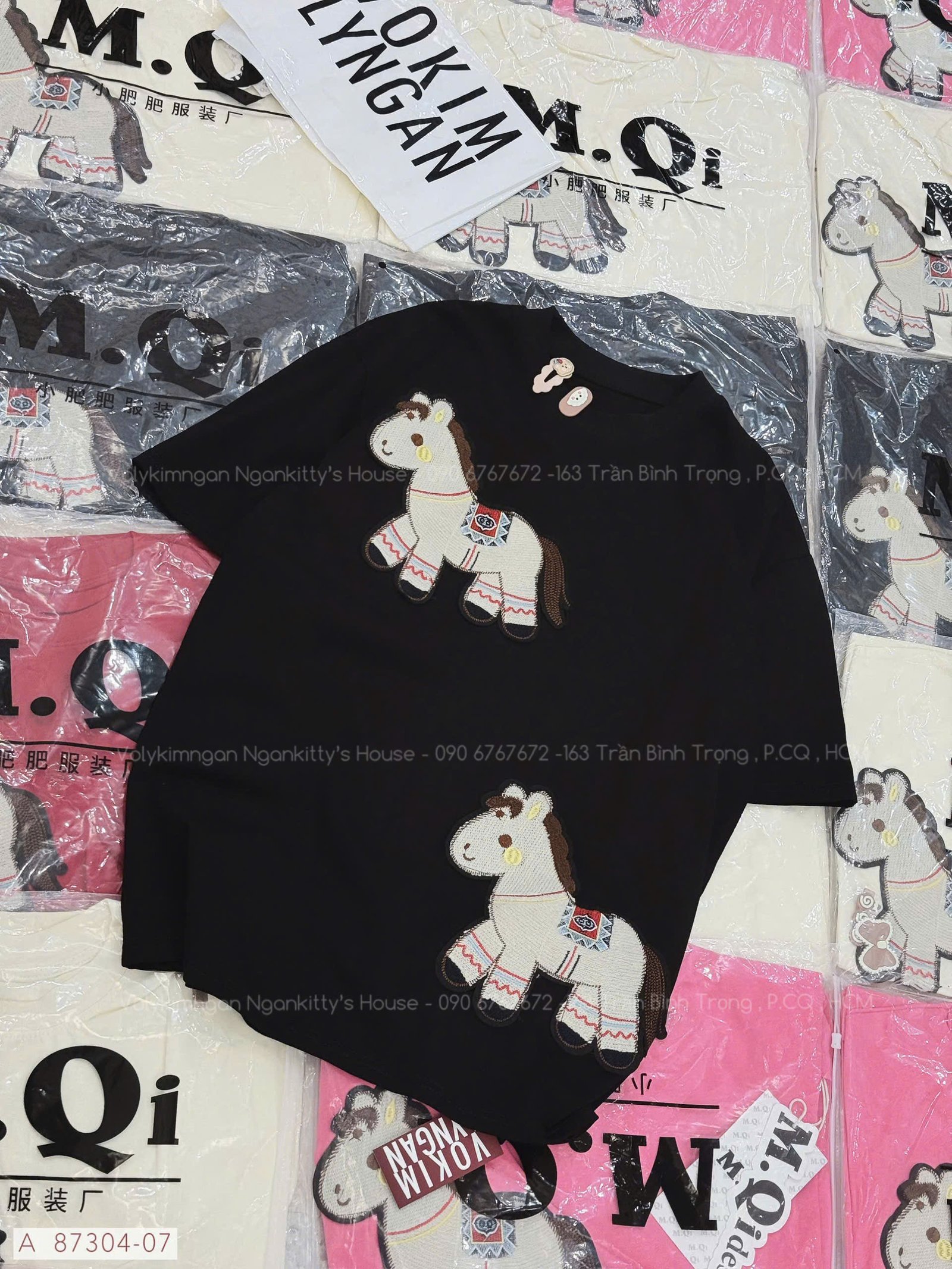 ÁO 2 NGỰA THÊU NỔI + KẸP TÓC - Hình ảnh 2