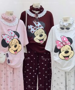 SET MINNIE CỔ REN QUẦN POM NƠ