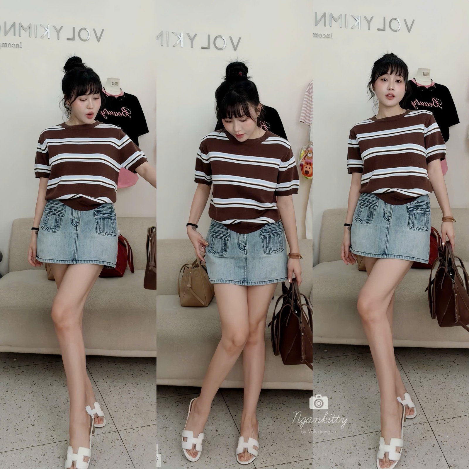 CHÂN VÁY JEAN TÚI NGƯỢC NƠ - Hình ảnh 2