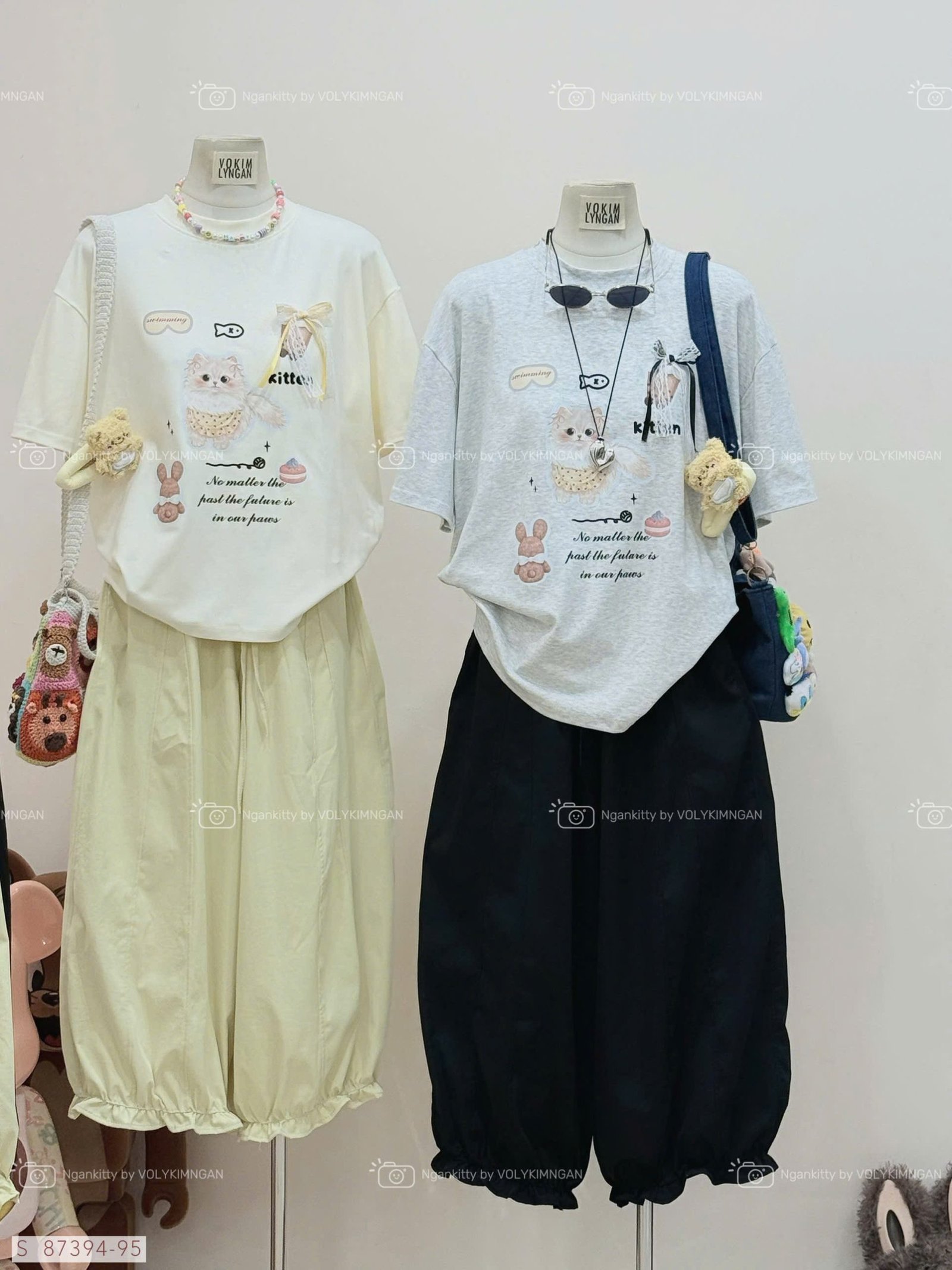 SET MÈO NƠ REN QUẦN POM + KẸP - Ảnh 2