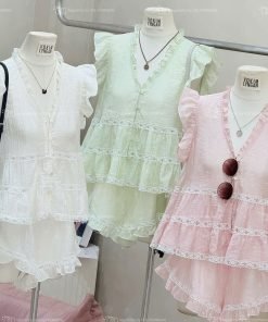 SET BABYDOLL VOAN NƠ VIỀN BÈO