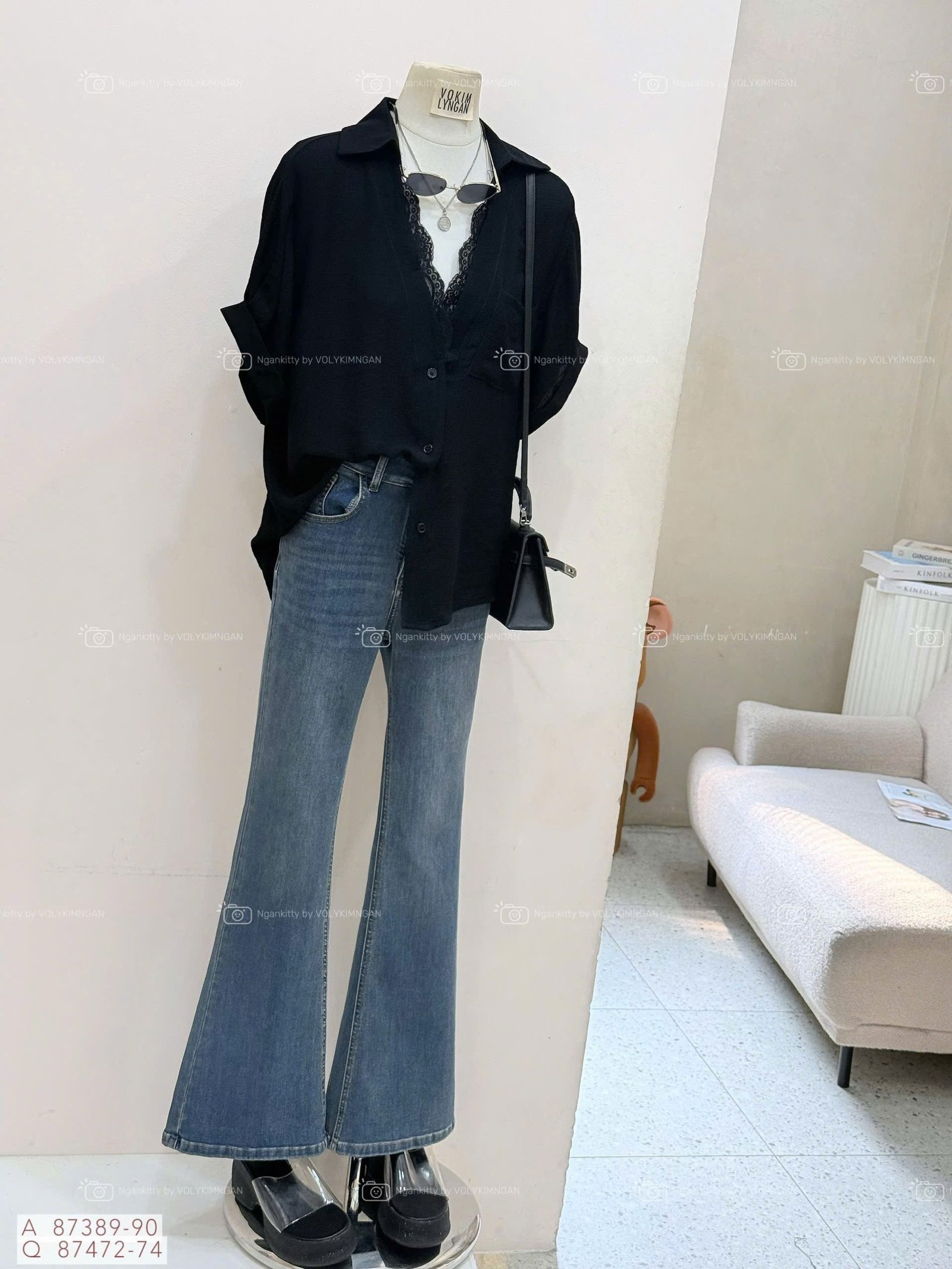 ÁO SƠMI CỔ V MIX REN - Ảnh 7