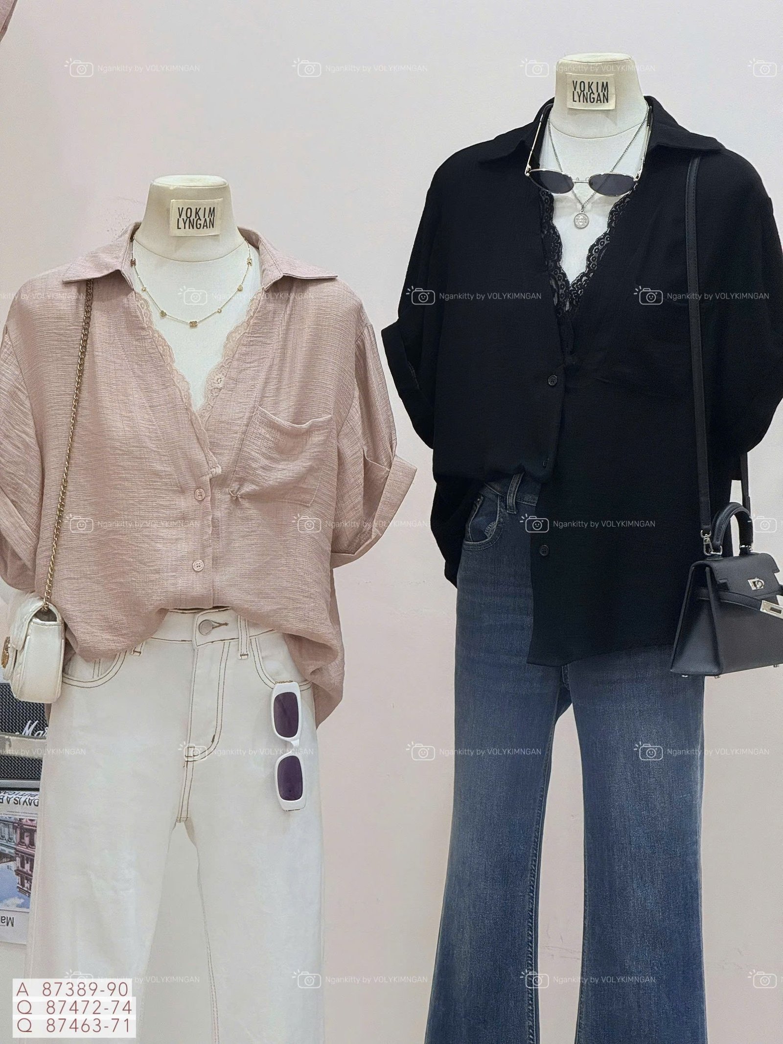 ÁO SƠMI CỔ V MIX REN - Ảnh 8