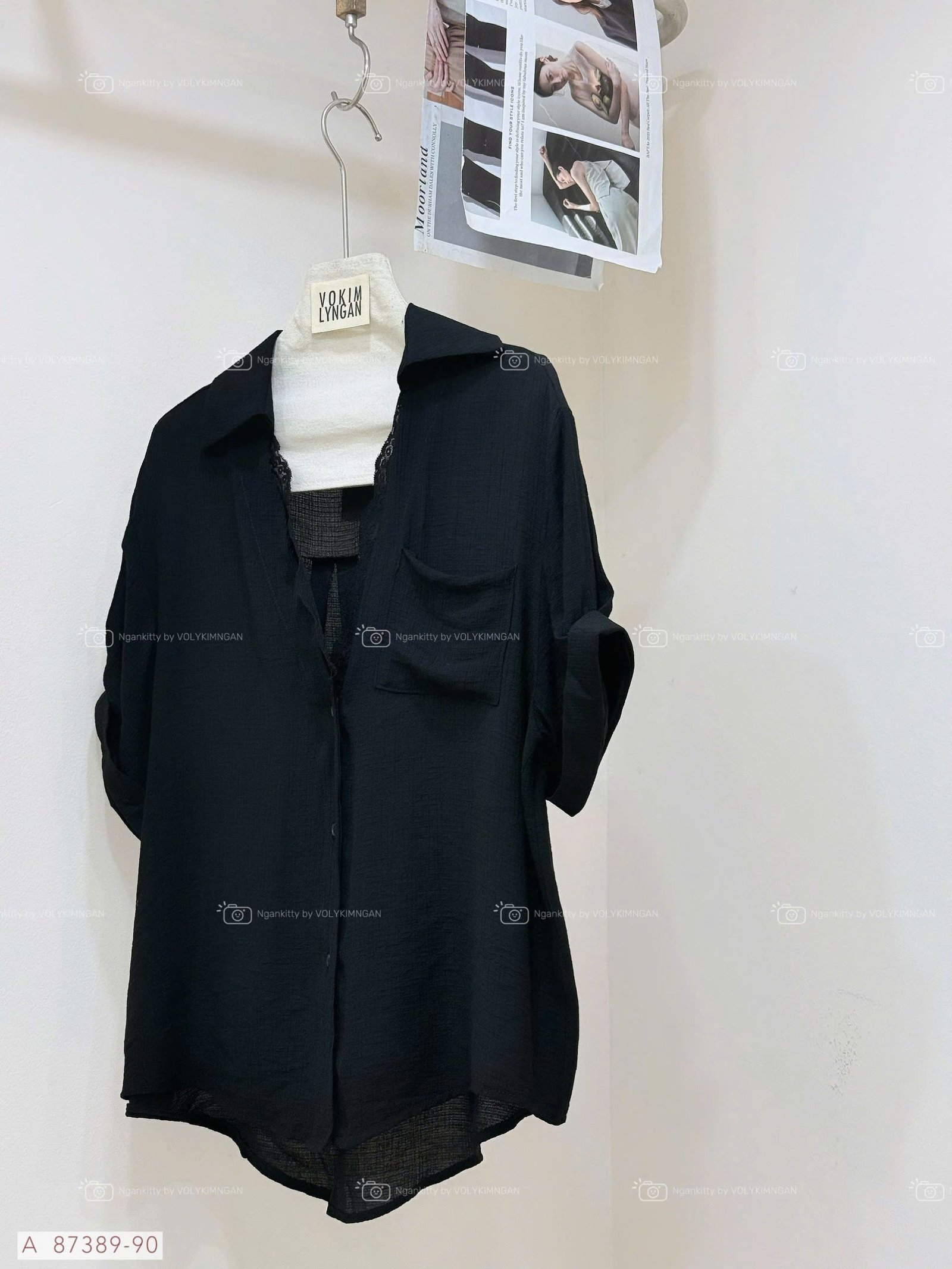 ÁO SƠMI CỔ V MIX REN - Ảnh 9