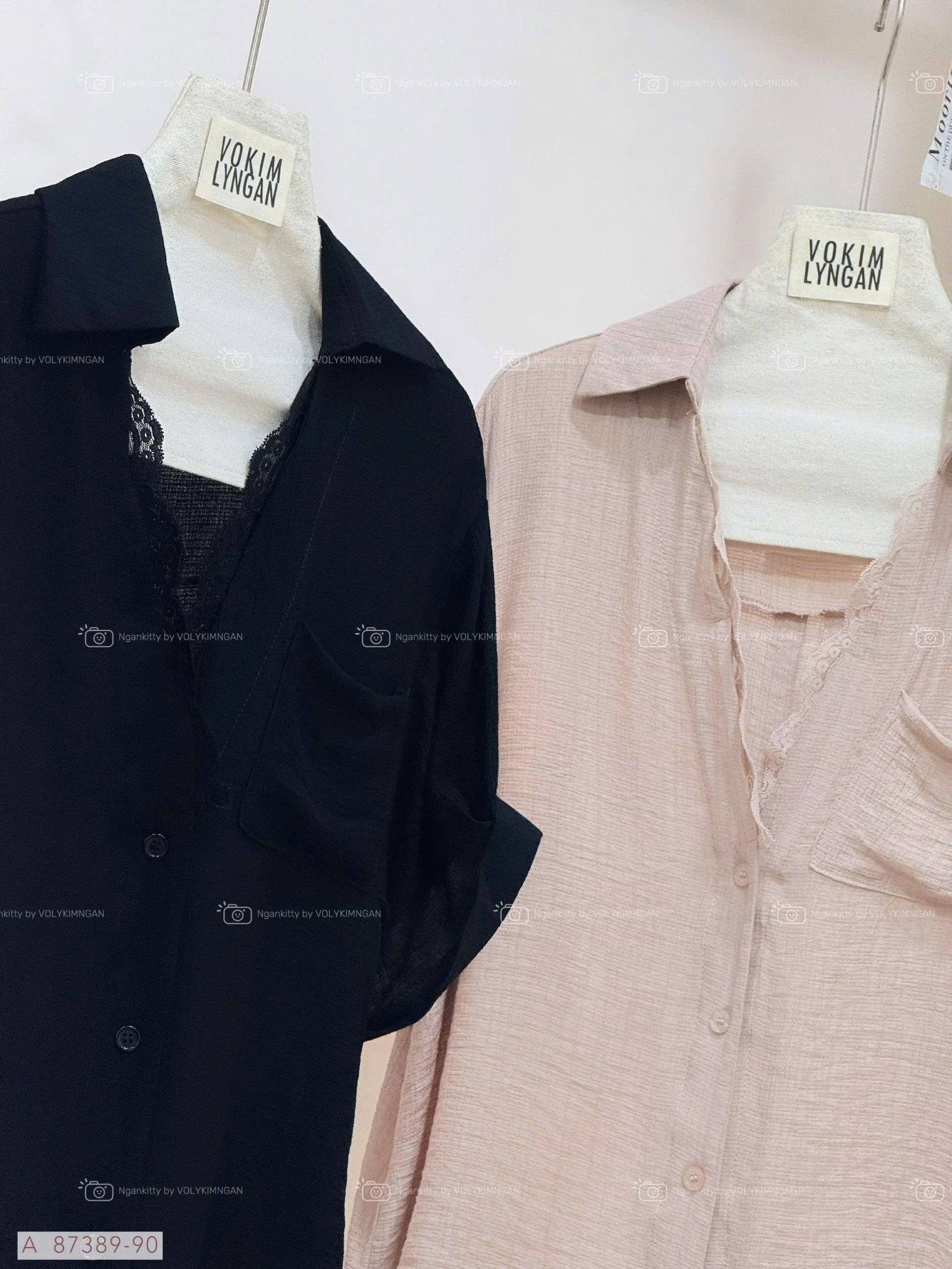 ÁO SƠMI CỔ V MIX REN - Ảnh 11