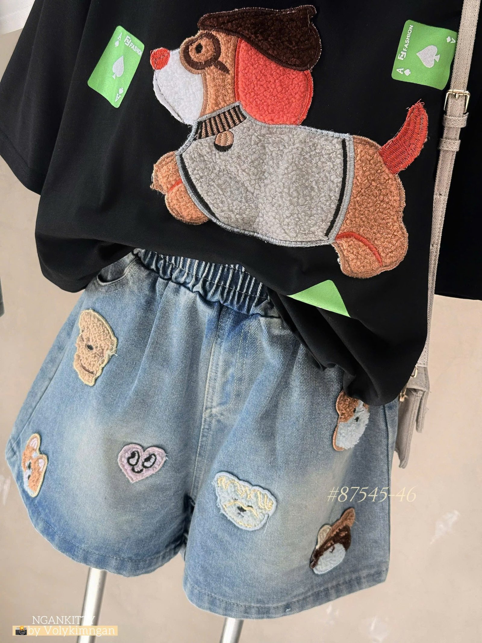 SET SHORT JEAN CHÓ THÊU NỔI - Hình ảnh 4