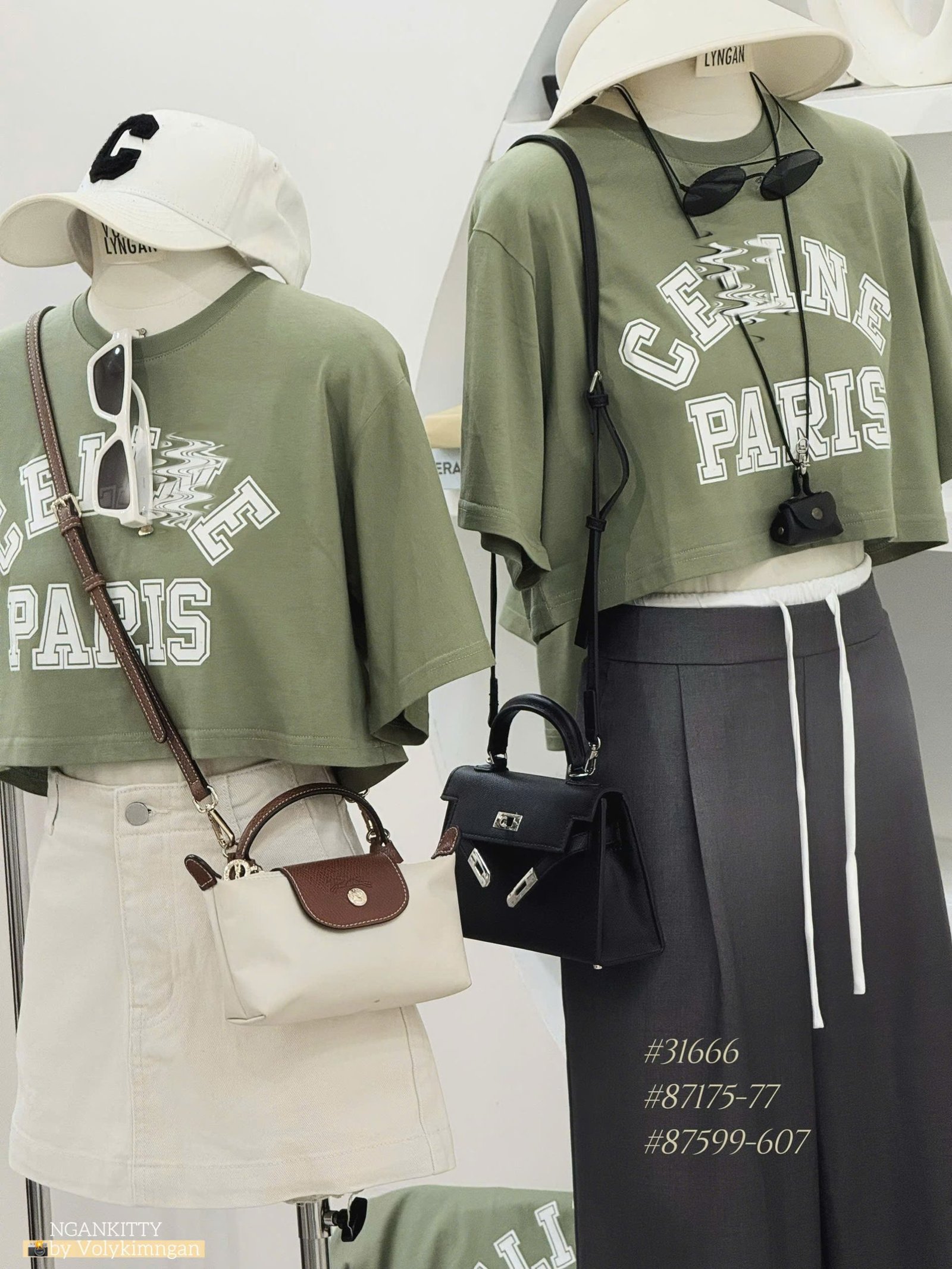 ÁO CROP CELINE XANH RÊU - Hình ảnh 5