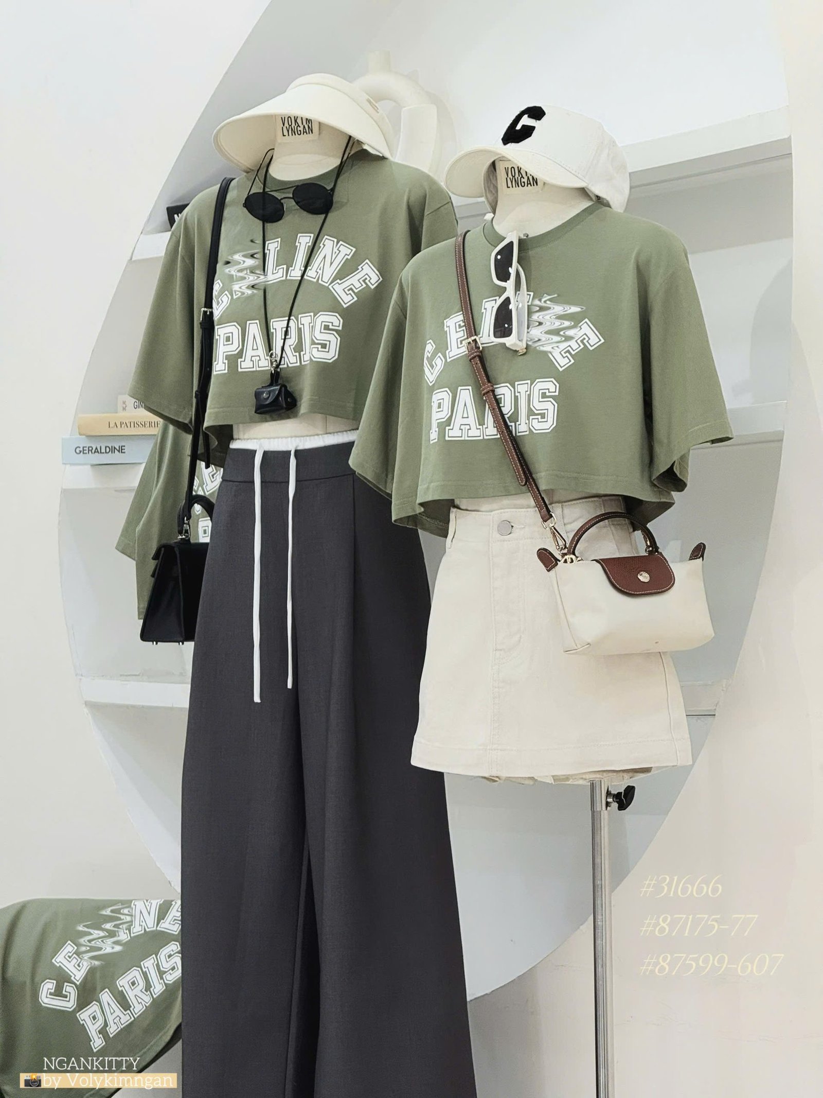 ÁO CROP CELINE XANH RÊU - Hình ảnh 3