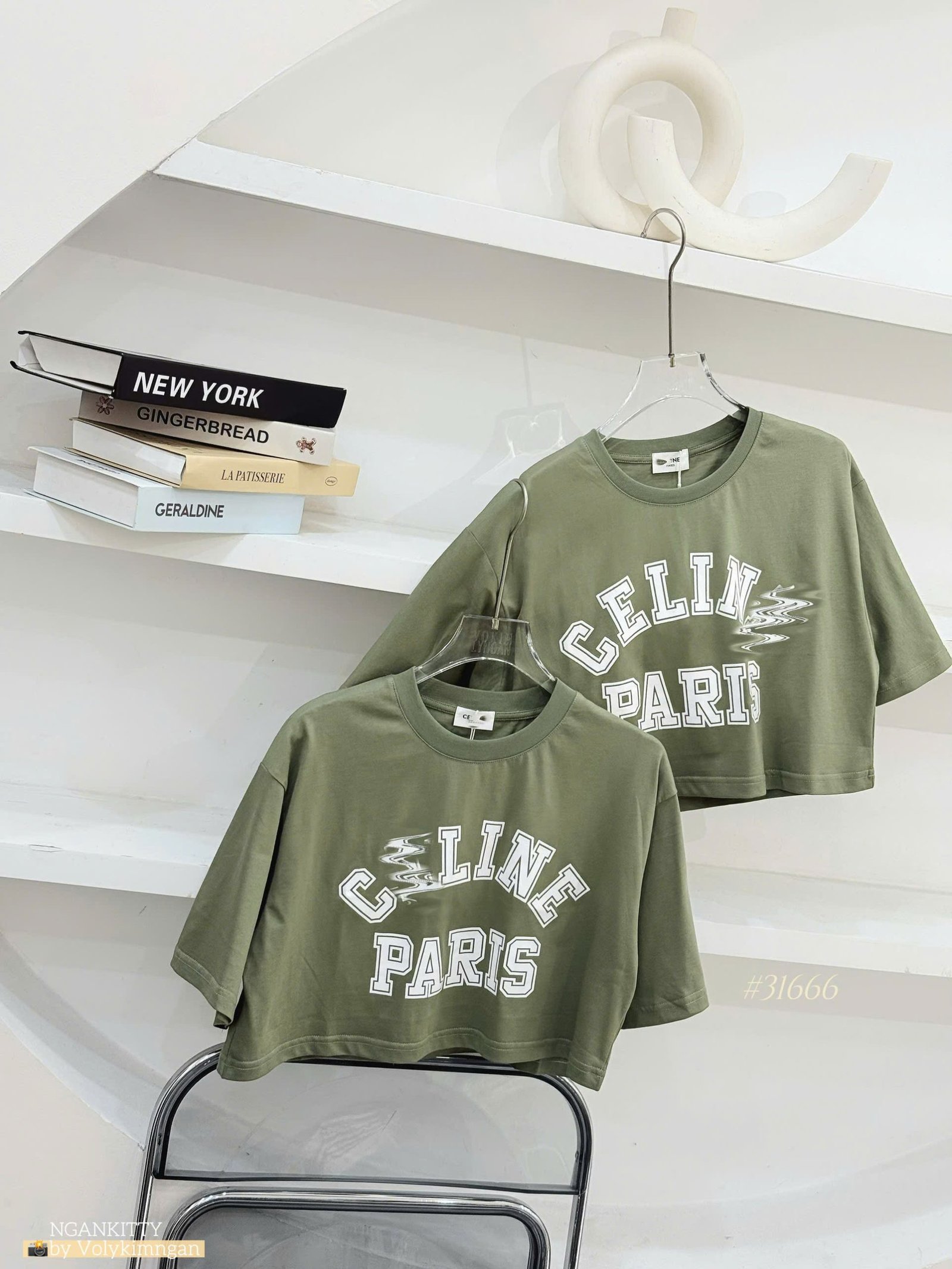 ÁO CROP CELINE XANH RÊU - Hình ảnh 6