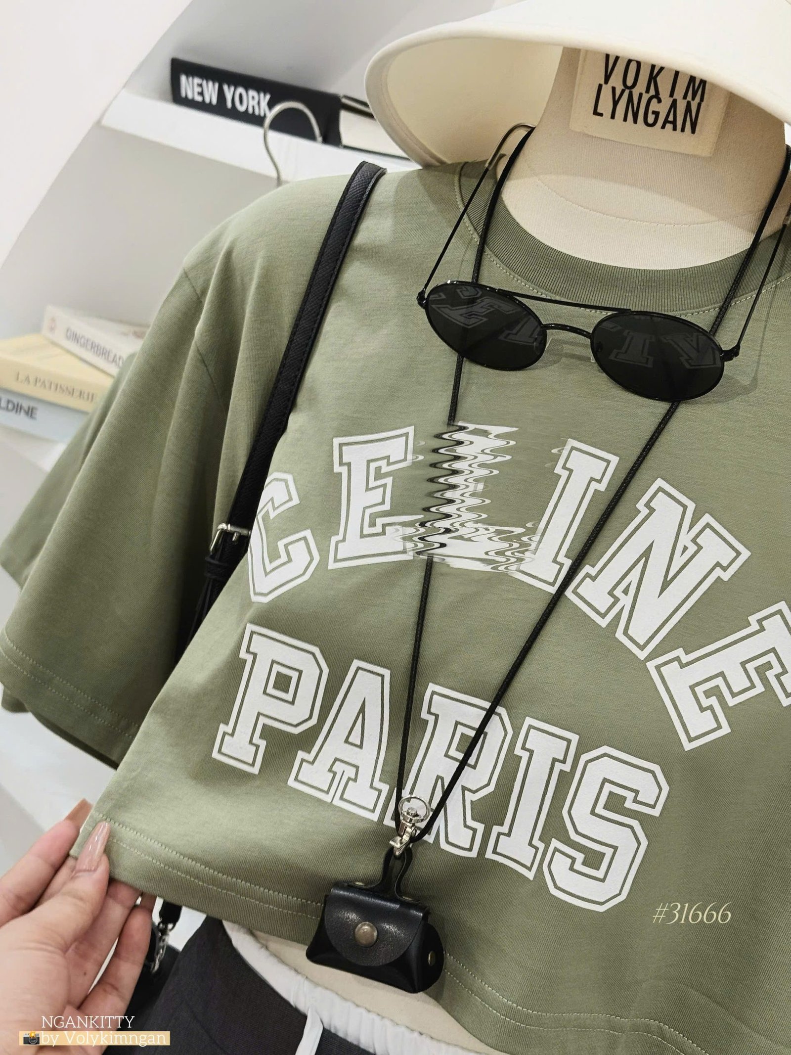 ÁO CROP CELINE XANH RÊU - Hình ảnh 8