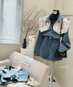 SET JEAN TD PHỐI YẾM THÊU CỔ