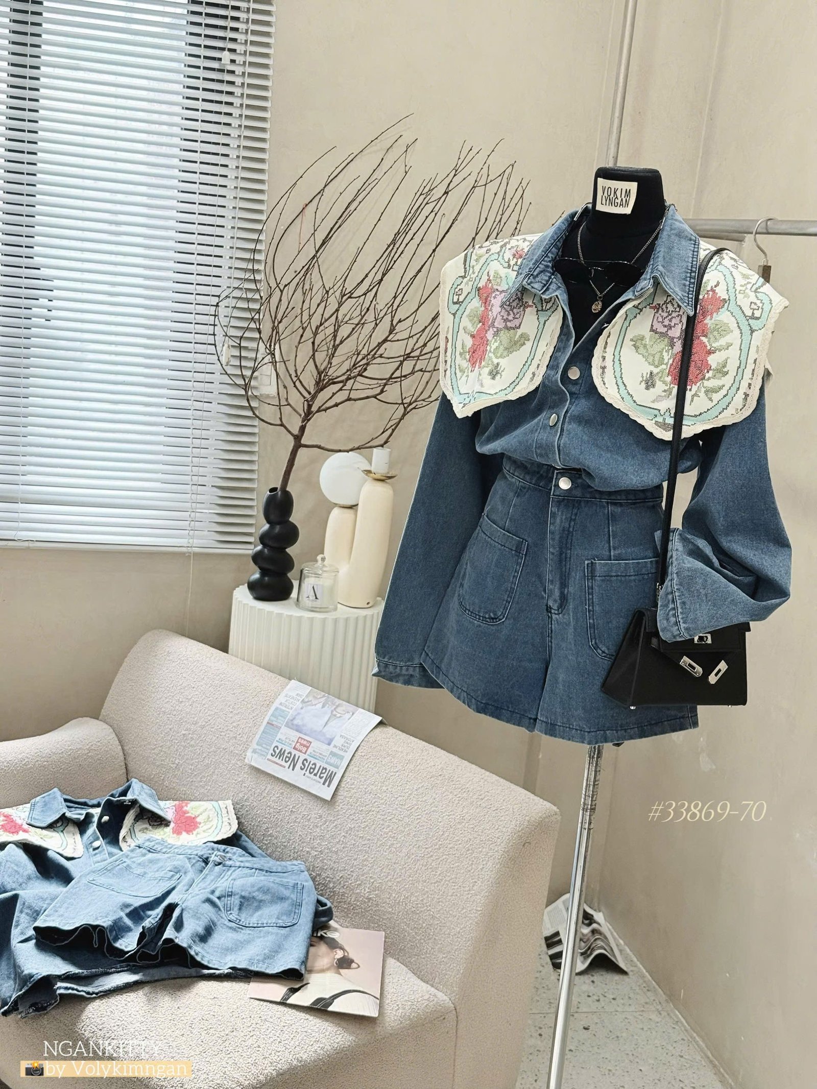 SET JEAN TD PHỐI YẾM THÊU CỔ