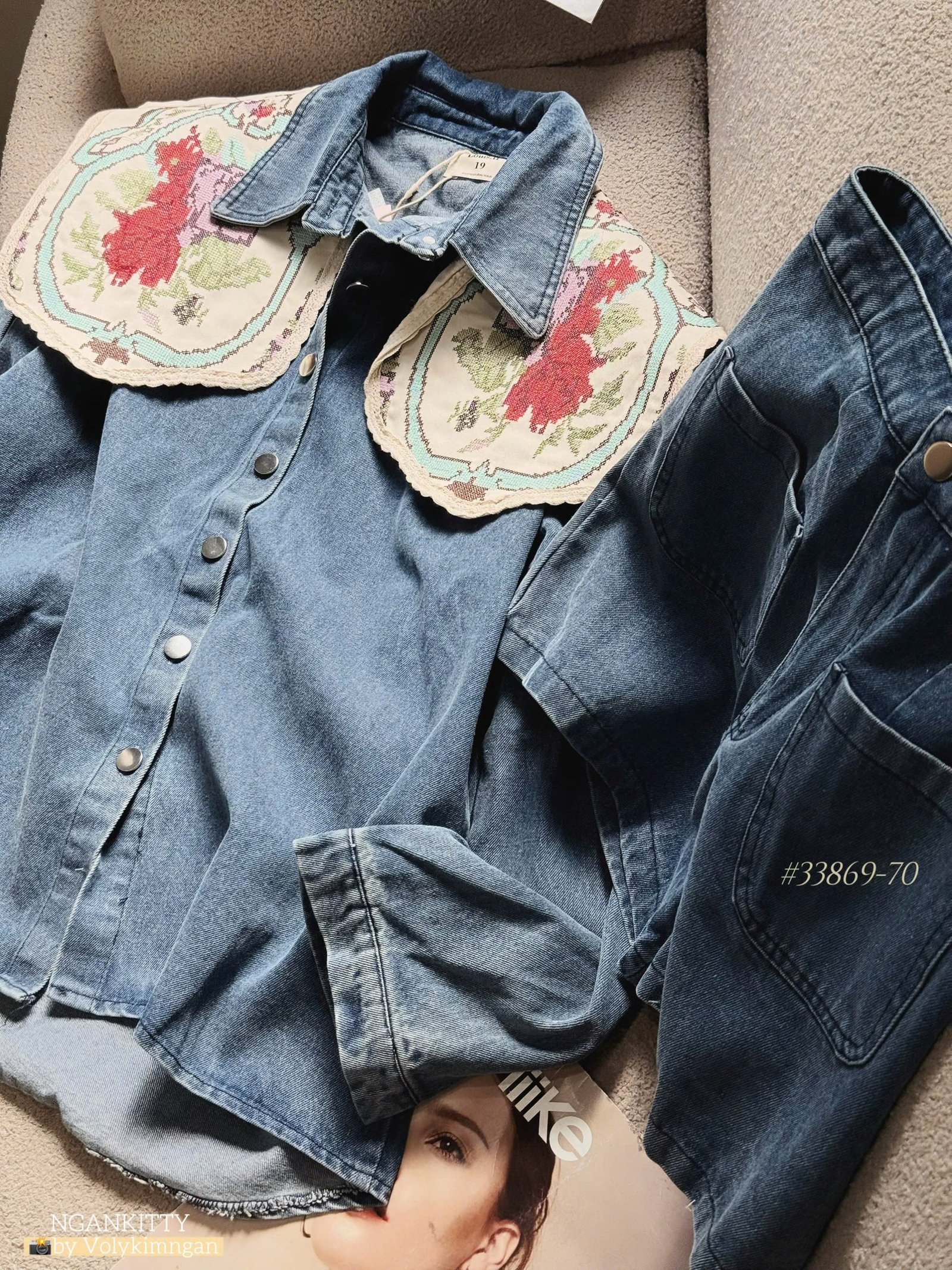 SET JEAN TD PHỐI YẾM THÊU CỔ - Hình ảnh 2