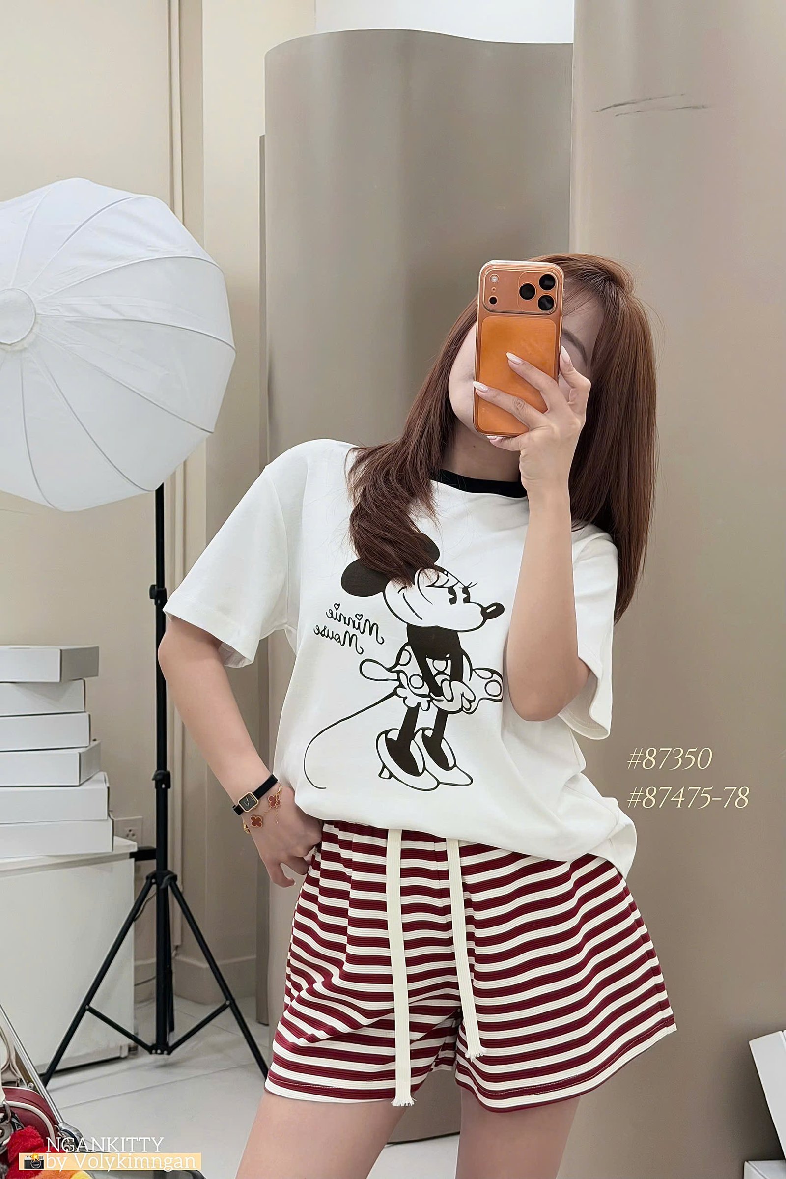 ÁO MINNIE MOUSE TIM XANH VIỀN - Ảnh 3