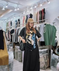 Alternative view of Quần denim suông dây rút