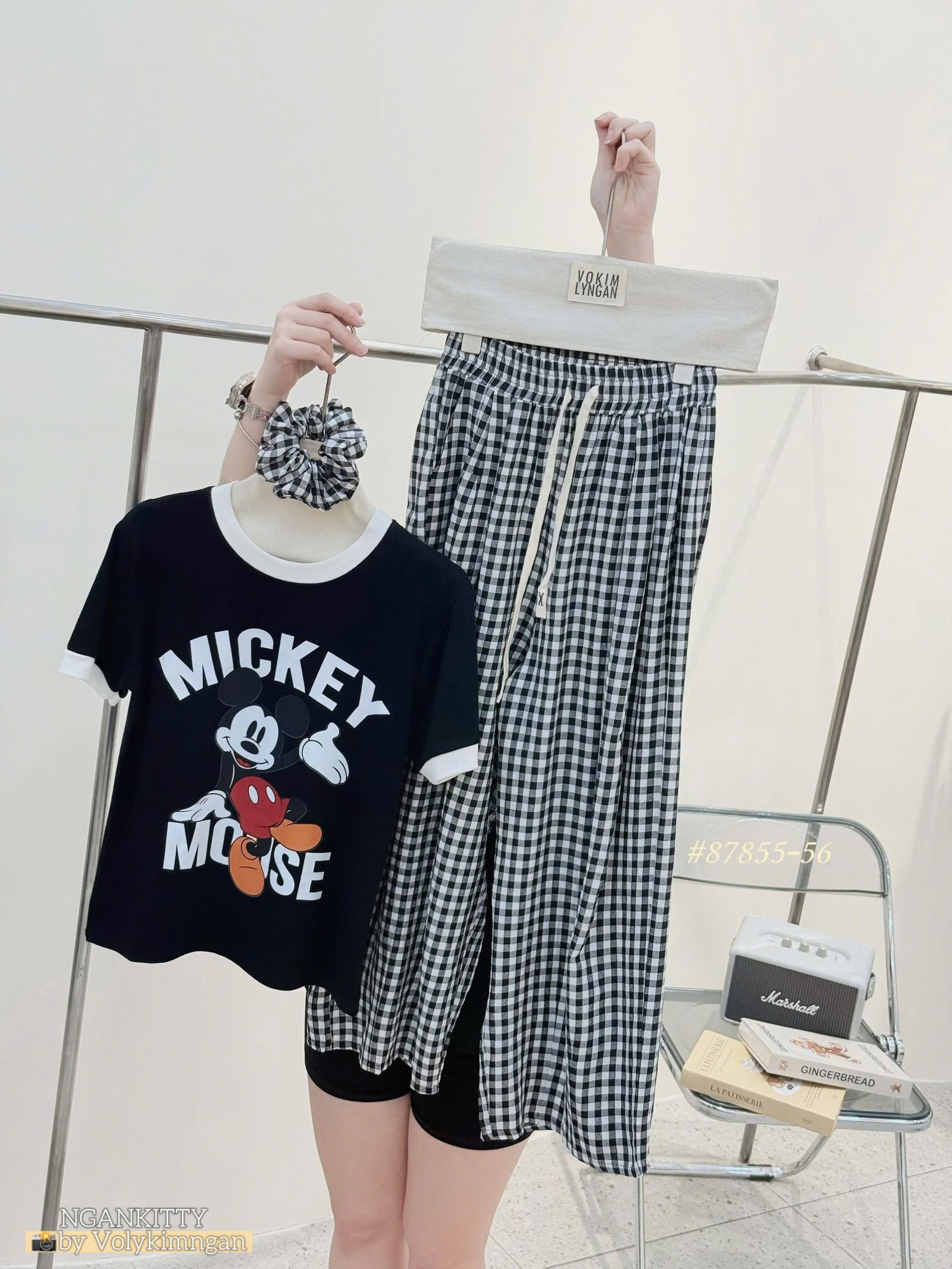 Set Mickey Mouse viền quần caro - Ảnh 6