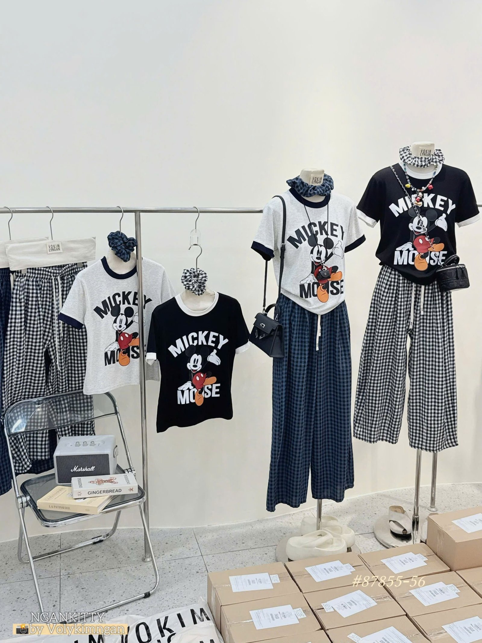 Set Mickey Mouse viền quần caro - Ảnh 4