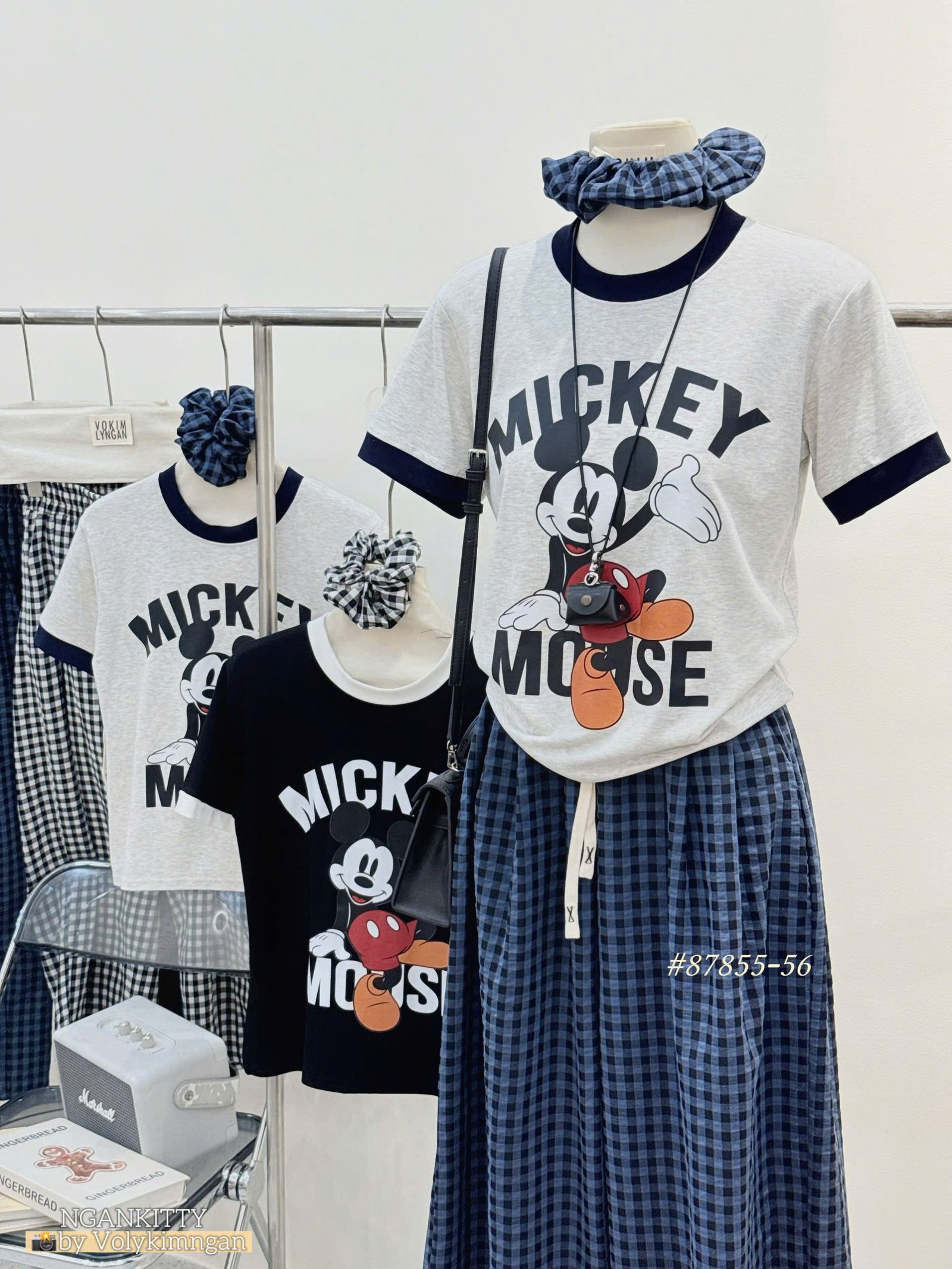 Set Mickey Mouse viền quần caro - Ảnh 3