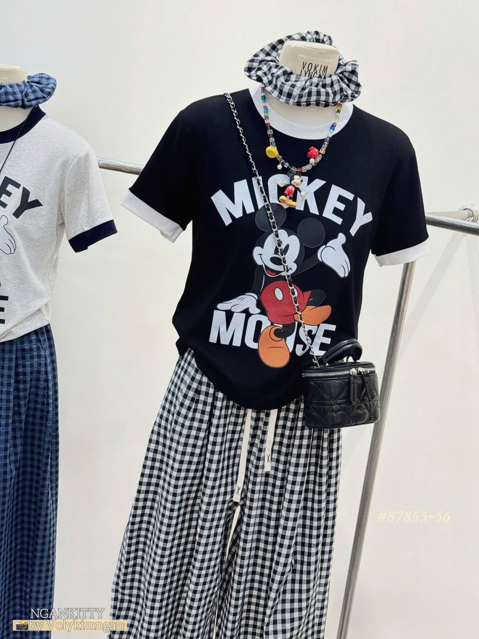 Set Mickey Mouse viền quần caro - Ảnh 2