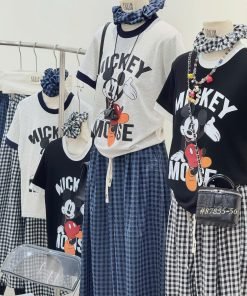 Set Mickey Mouse viền quần caro