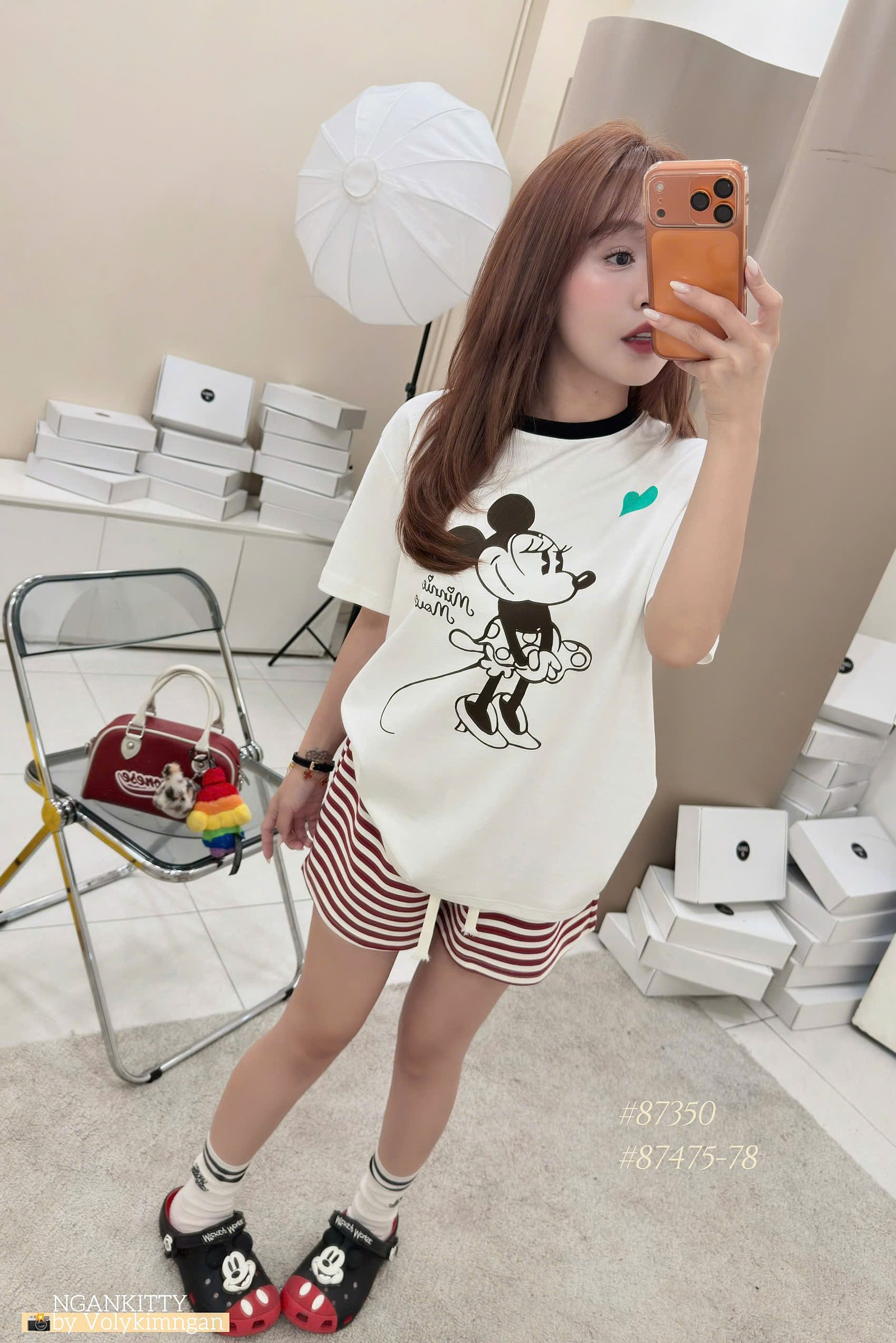 ÁO MINNIE MOUSE TIM XANH VIỀN - Ảnh 4