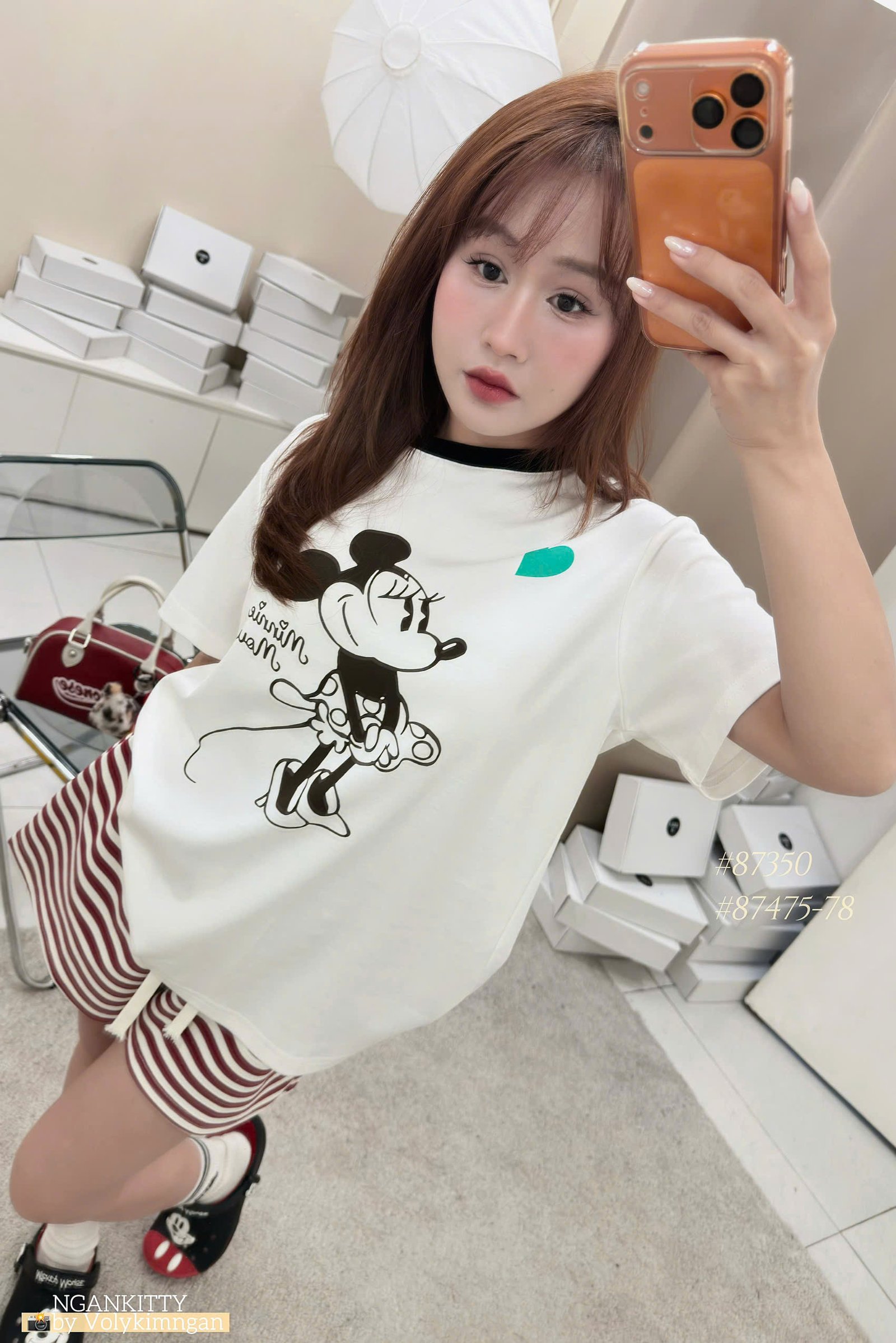 ÁO MINNIE MOUSE TIM XANH VIỀN - Ảnh 5