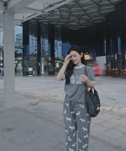 Alternative view of Set ngựa vằn thêu quần suông