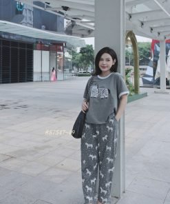 Set ngựa vằn thêu quần suông