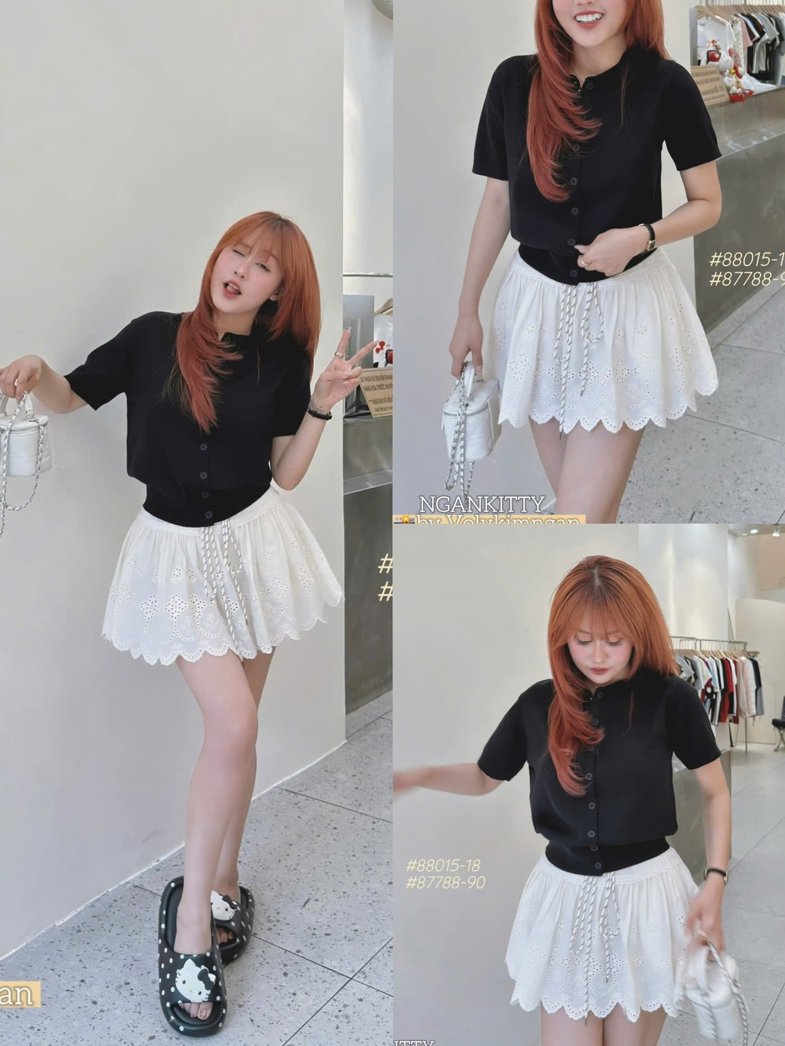 Quần short ren lai sóng